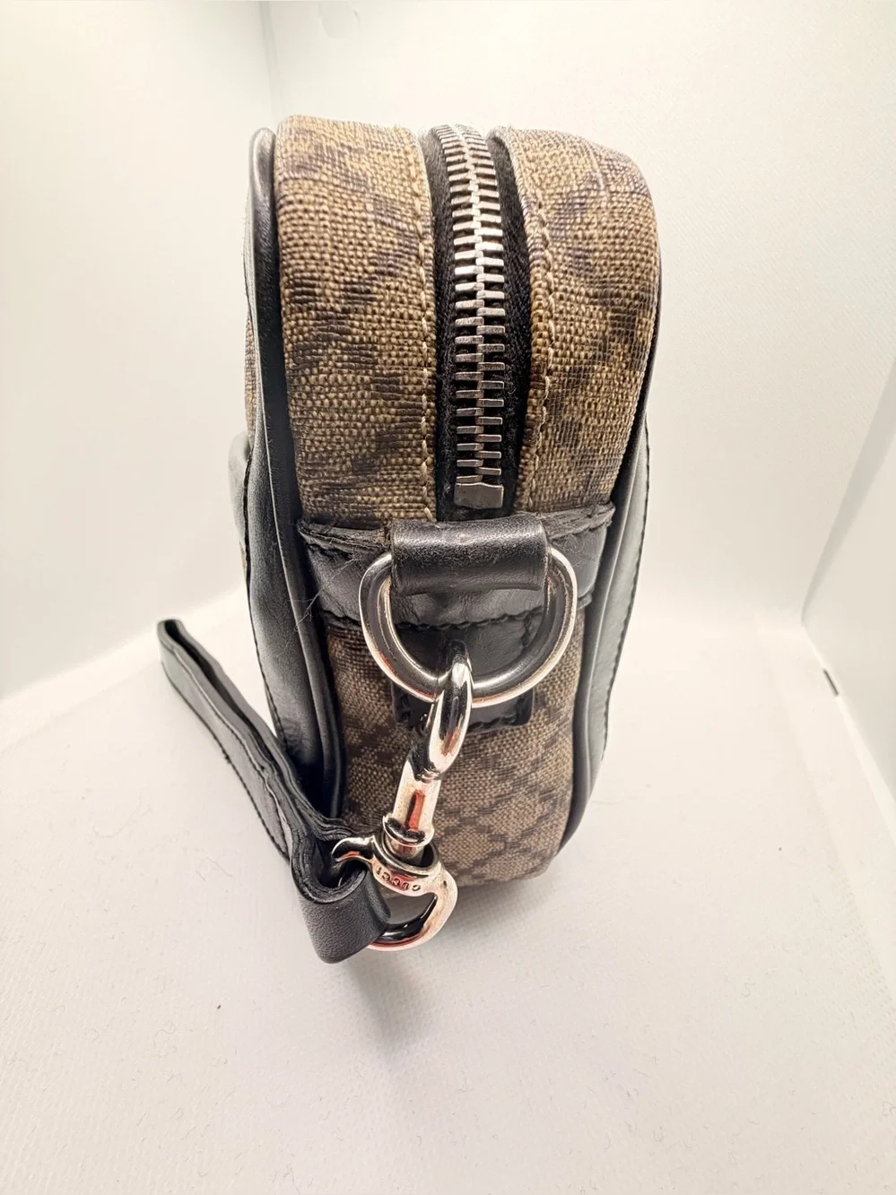 Gucci diamanté Brown and Black Toiletry Wristlet Bag